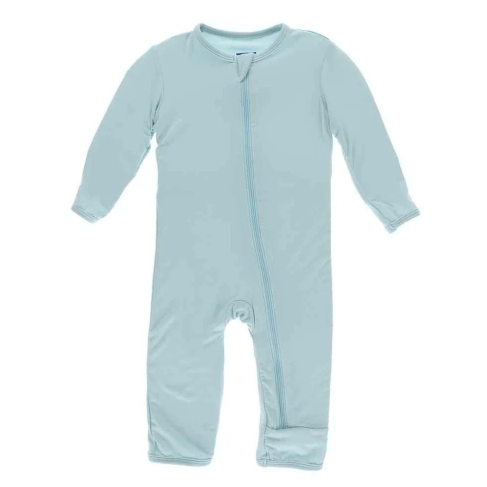 Kickee Pants Baby Blue Bamboo Coverall with 2-Way Zipper